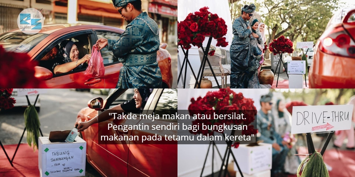 [FOTO] Tak Payah Nak Salam Keruk, Musim COVID-19 Elok Buat Wedding Drive-Thru