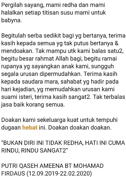 Demam Panas Turun Naik, Ibu Luah Sebak Bayi Umur 5 Bulan ‘Pergi’ Sekelip Mata
