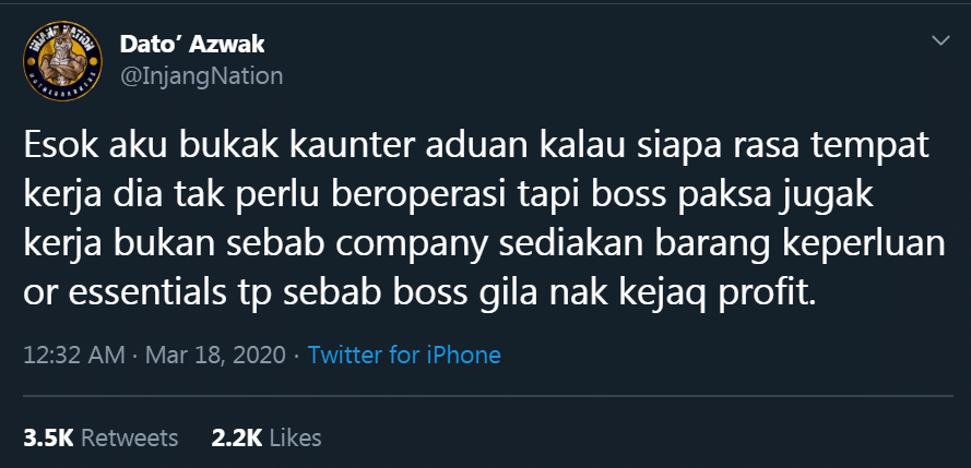 Kerajaan Perintah Cuti 2 Minggu, Rupanya Masih Ramai Majikan Paksa Staf Bekerja