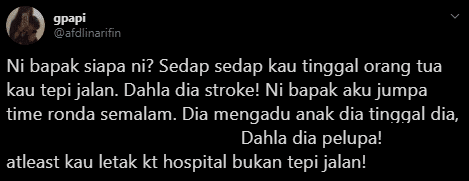 Tergamak ‘Buang’ Ayah Sendiri Di Jalan Sunyi, Beri Ubat Tidur Sebelum Tinggal