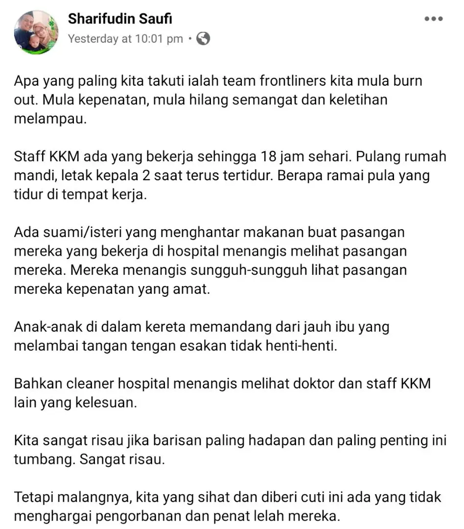 Petugas ‘Frontliners’ Kita Sudah Penat & Hampir Tumbang, Cleaner Pun Menangis..