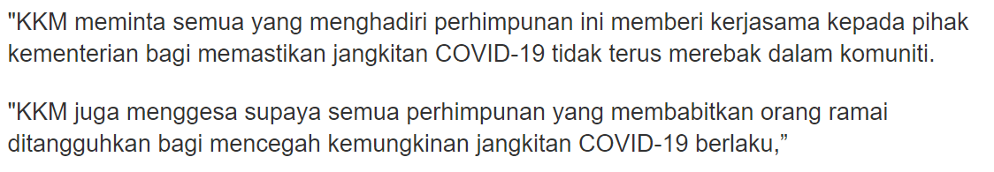 10,000 Tabligh Sertai Himpunan Mega, KKM Seru Yang Terlibat Buat Test Covid-19
