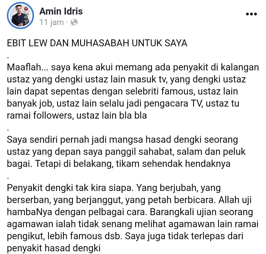 “Memang Ada Hasad Dalam Kalangan Ustaz” -Rakan Dakwah Tampil Pertahan Ebit Lew
