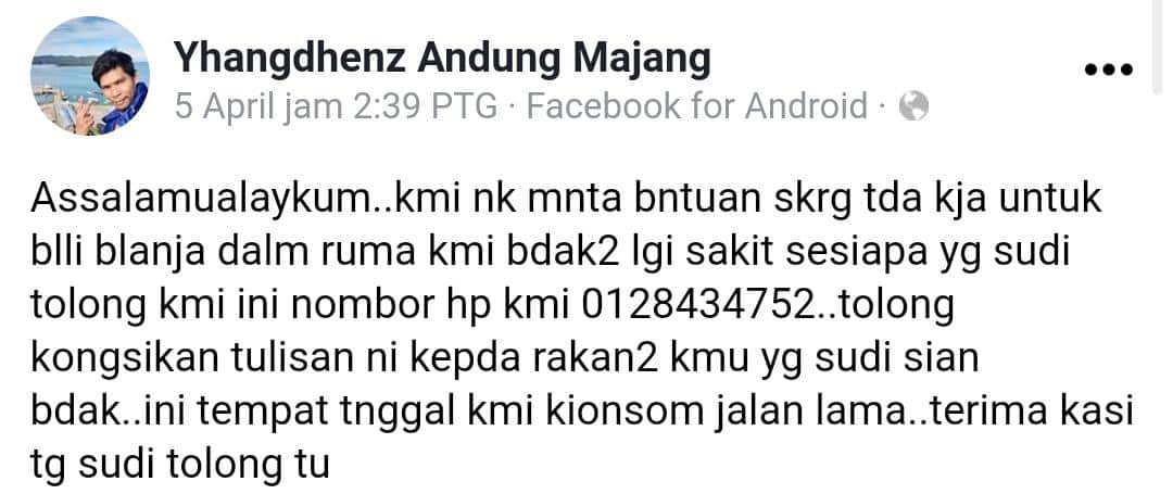 Suami Hilang Kerja, 5 Beranak Hanya Mampu Menjamah Nasi Kosong Setiap Hari..