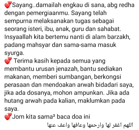Pemergian Sangat Indah, Ramai Terharu Cara Suami Muliakan Ustazah Shadiya Abbas