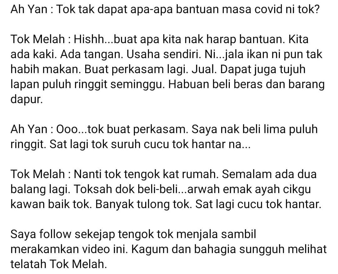 Tak Harapkan Ihsan Ramai, Tok Melah Kerah Kudrat 80 Tahun Menjala Ikan Demi..