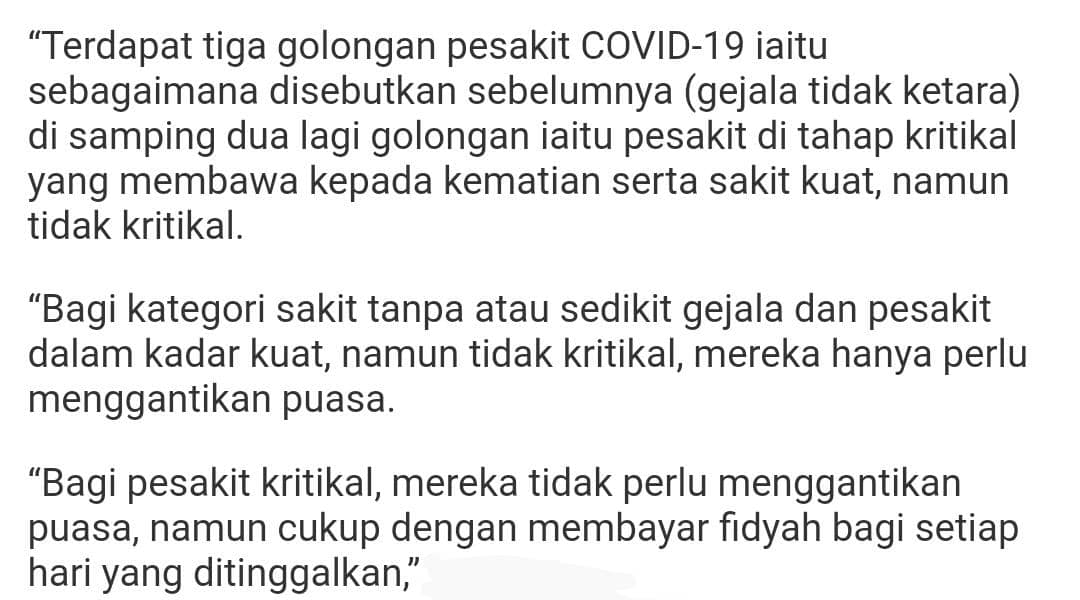 Risau Mudarat? Ini Penjelasan Hukum Puasa Bagi Individu Dalam Siasatan COVID-19