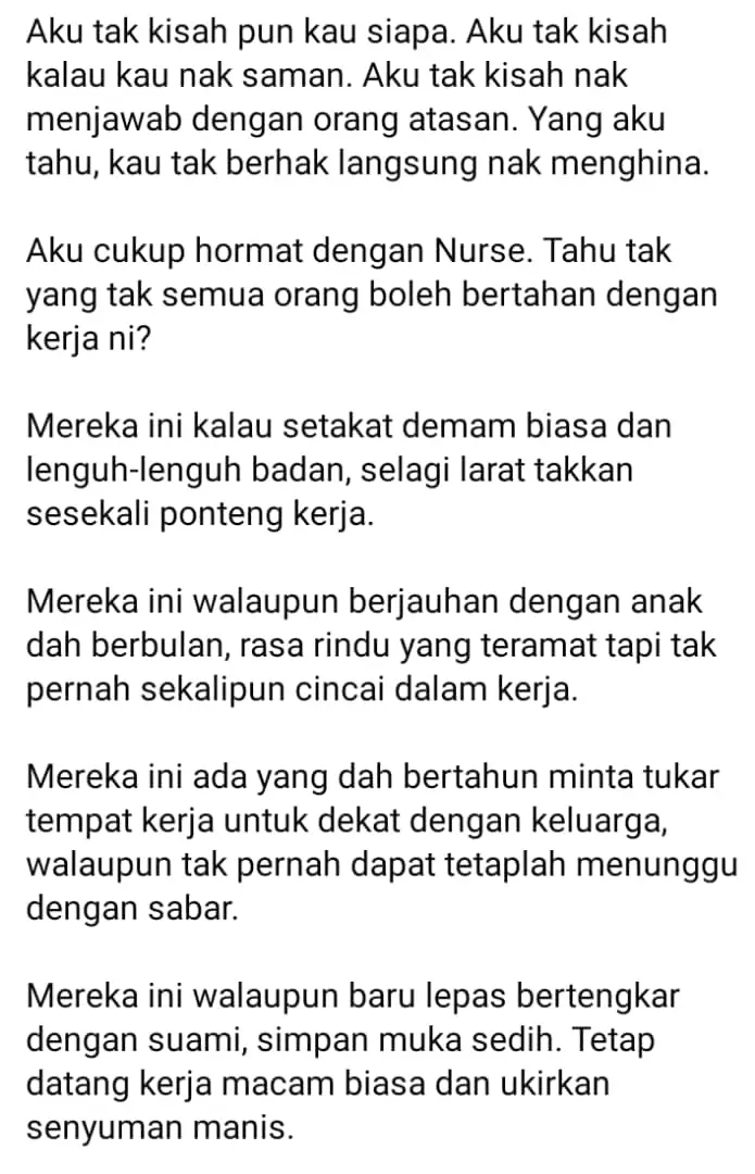 Mereka Juga Berhak Rasa Hormat, Doktor Bengang Nurse Dilayan Seperti Hamba