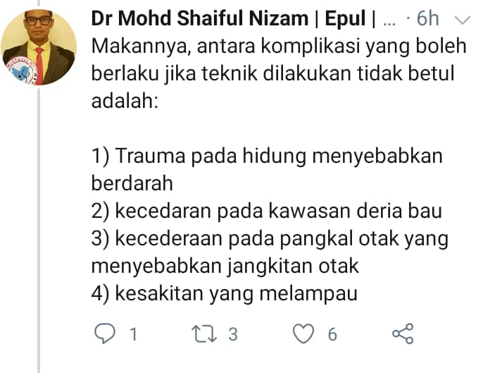 Jangan Jolok Sebarangan, Doktor ENT Dedah Kesan Ambil Sampel COVID-19 Tak Betul