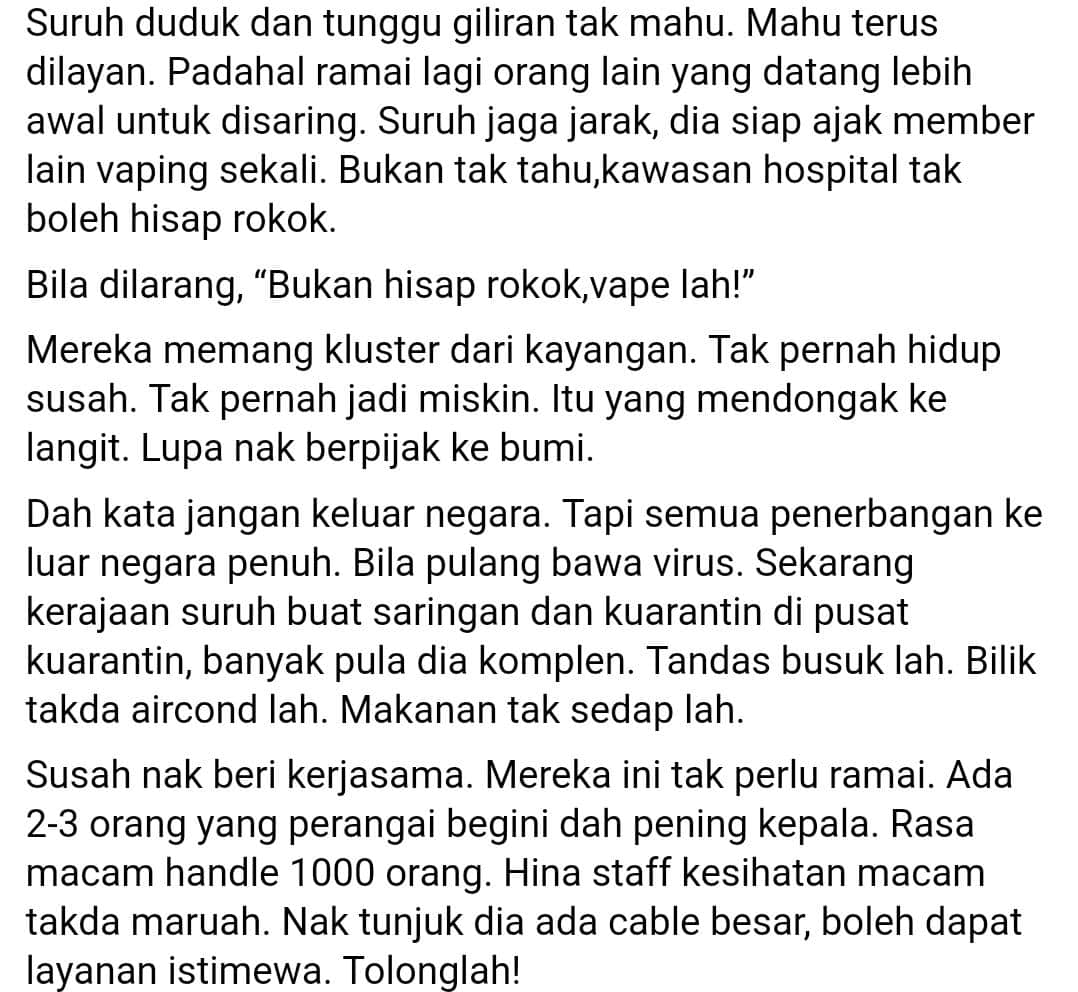 “You Tak Kenal Siapa I..” – Kluster Kayangan Tunjuk Belang Lepas Ditegur Doktor