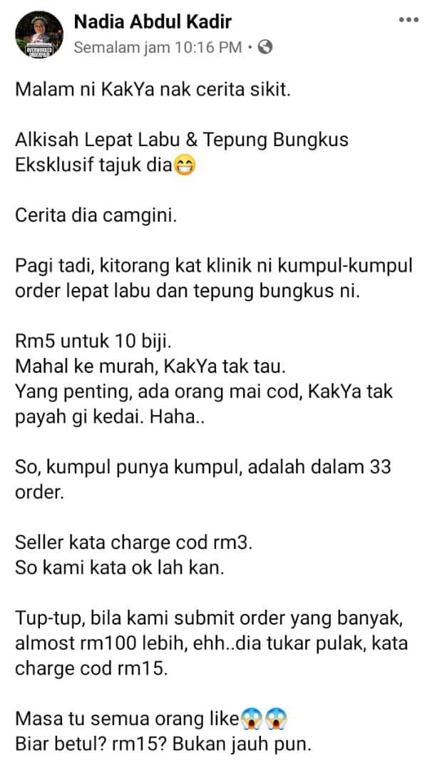 Cuma Order Kuih Kampung, Terus Terkejut Beruk Bila Kena Bayar COD Dekat RM100