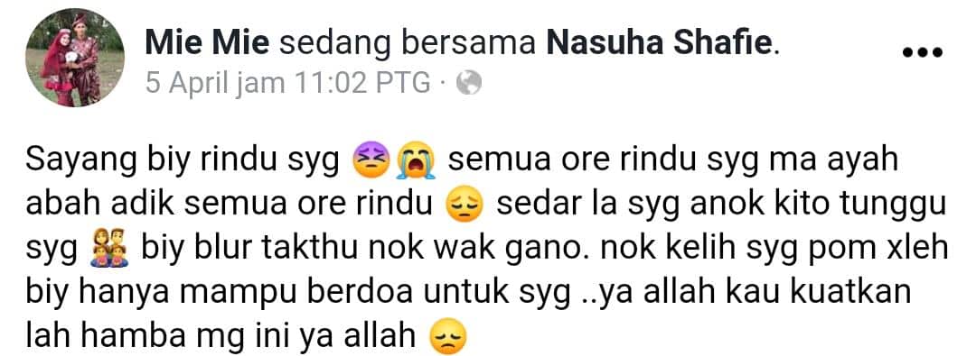 “Bangunlah Sayang Anak Kita Tunggu” -Ibu Bayi Kembar ‘Pergi’ Lepas 14 Hari Koma