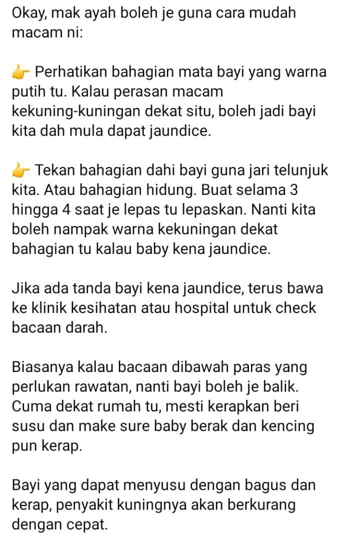 Jangan Biarkan Melarat, Mak-Mak Kena Ambil Tahu Tanda Demam Kuning Bayi