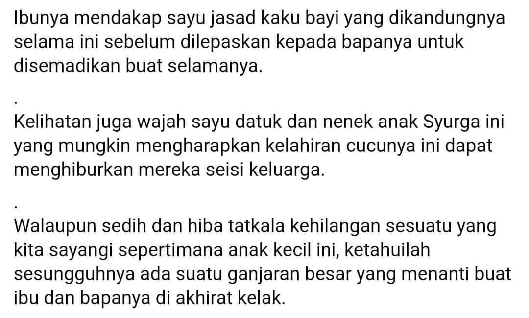 Luluh Hati Penantian 9 Bulan,  Zuriat Sulung Hanya Dipinjamkan Cuma 3 Hari..