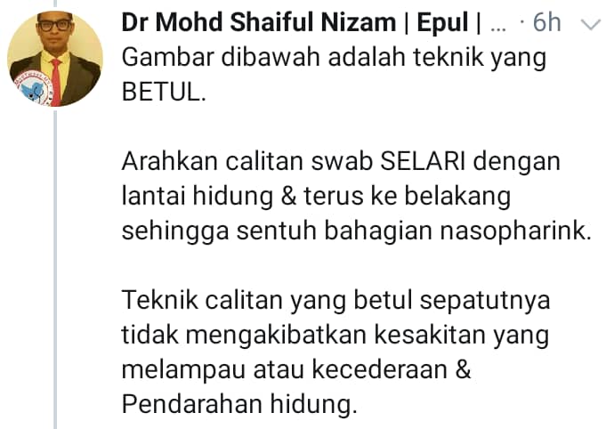 Jangan Jolok Sebarangan, Doktor ENT Dedah Kesan Ambil Sampel COVID-19 Tak Betul