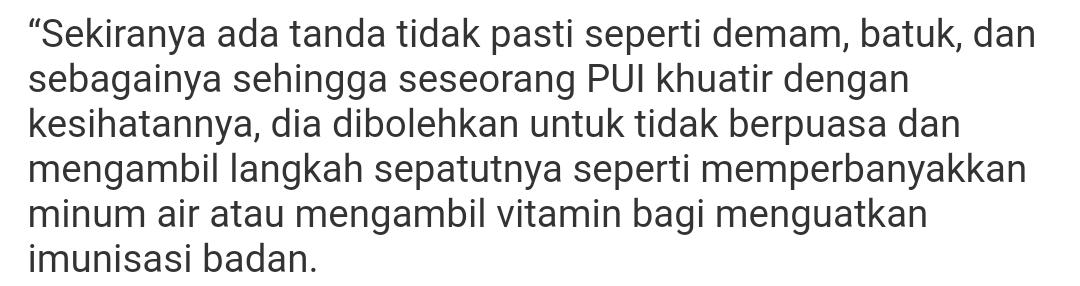 Risau Mudarat? Ini Penjelasan Hukum Puasa Bagi Individu Dalam Siasatan COVID-19
