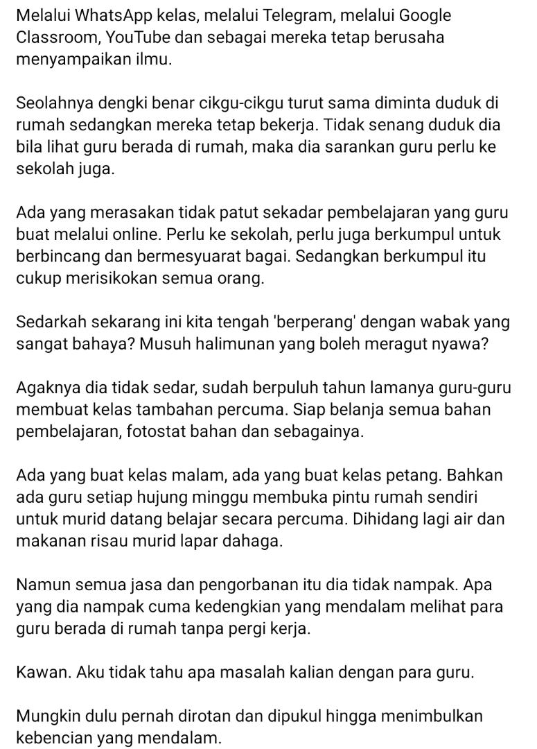 Sekolah Tutup Sebab COVID-19, Netizen Dengki Tergamak Desak Gaji Cikgu Dipotong