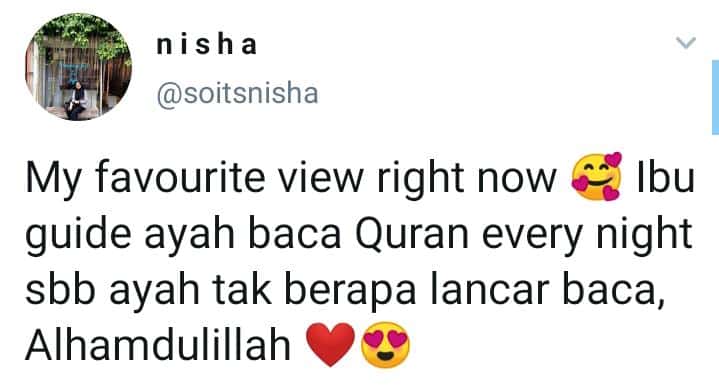Bacaan Tak Lancar Sangat, Detik Si Ibu Pimpin Ayah Mengaji Quran Cetus Sebak