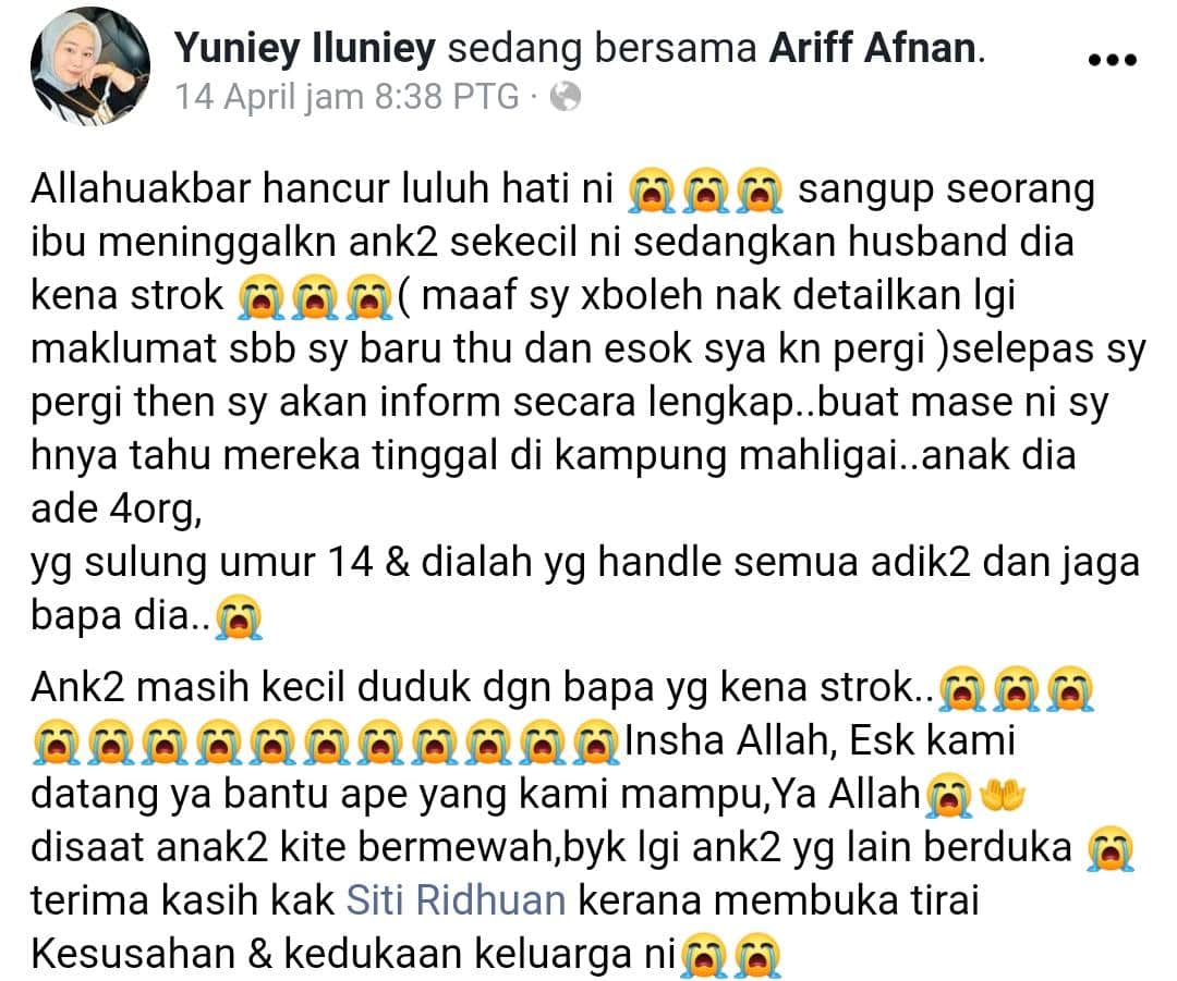 Ibu Larikan Diri, 5 Beradik Terpaksa Jadi Ketua Keluarga Tanggung Bapa Lumpuh