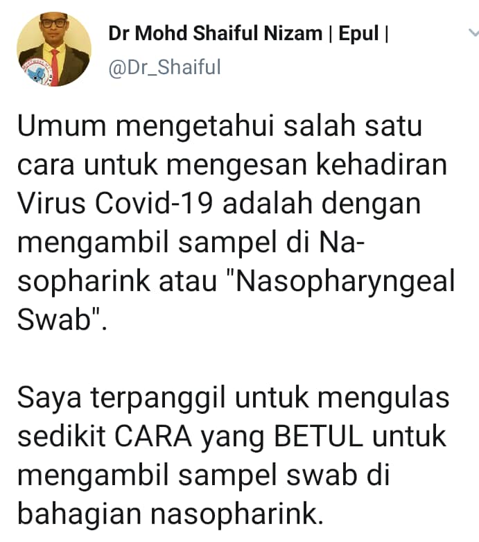 Jangan Jolok Sebarangan, Doktor ENT Dedah Kesan Ambil Sampel COVID-19 Tak Betul