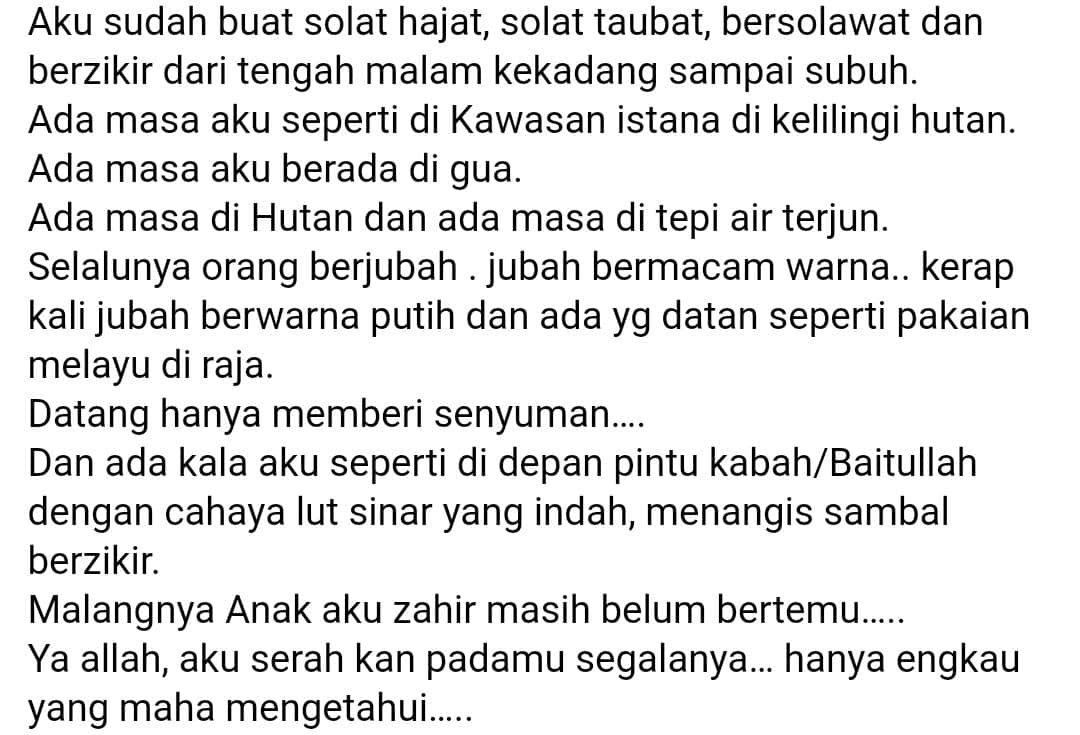 “Pulangkan Anak Aku..” – Sudah Setahun Tanpa Khabar, Bapa Mimpi Zahir Tersenyum