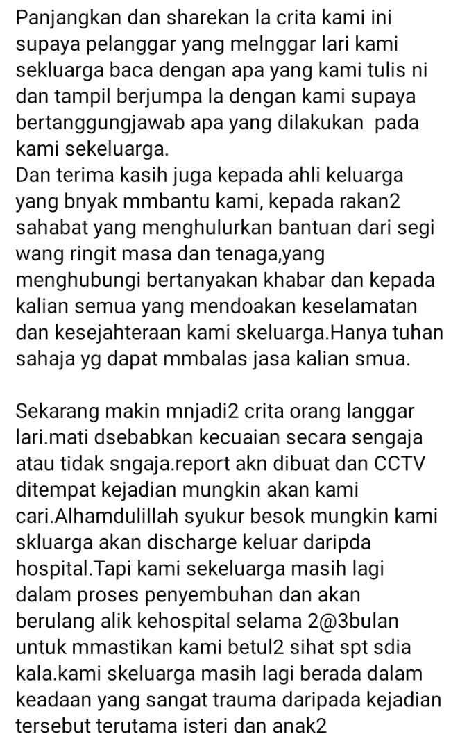 Anak 3 Tahun Terpelanting Keluar, Bapa Luah Syukur 4 Sekeluarga Masih Selamat