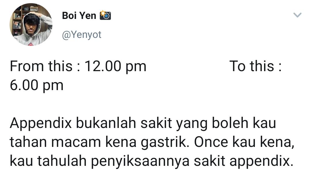 Jangan Dibuat Main, Pemuda Buka Cerita Ngeri Merana Teruk Akibat Apendiks Pecah