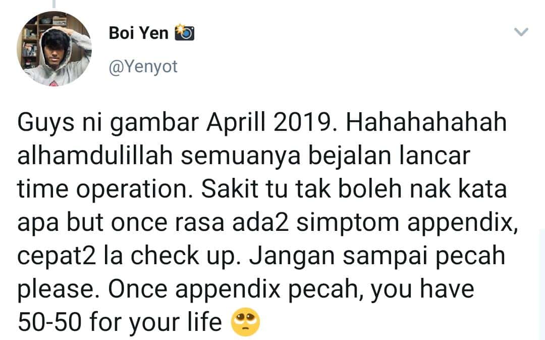Jangan Dibuat Main, Pemuda Buka Cerita Ngeri Merana Teruk Akibat Apendiks Pecah