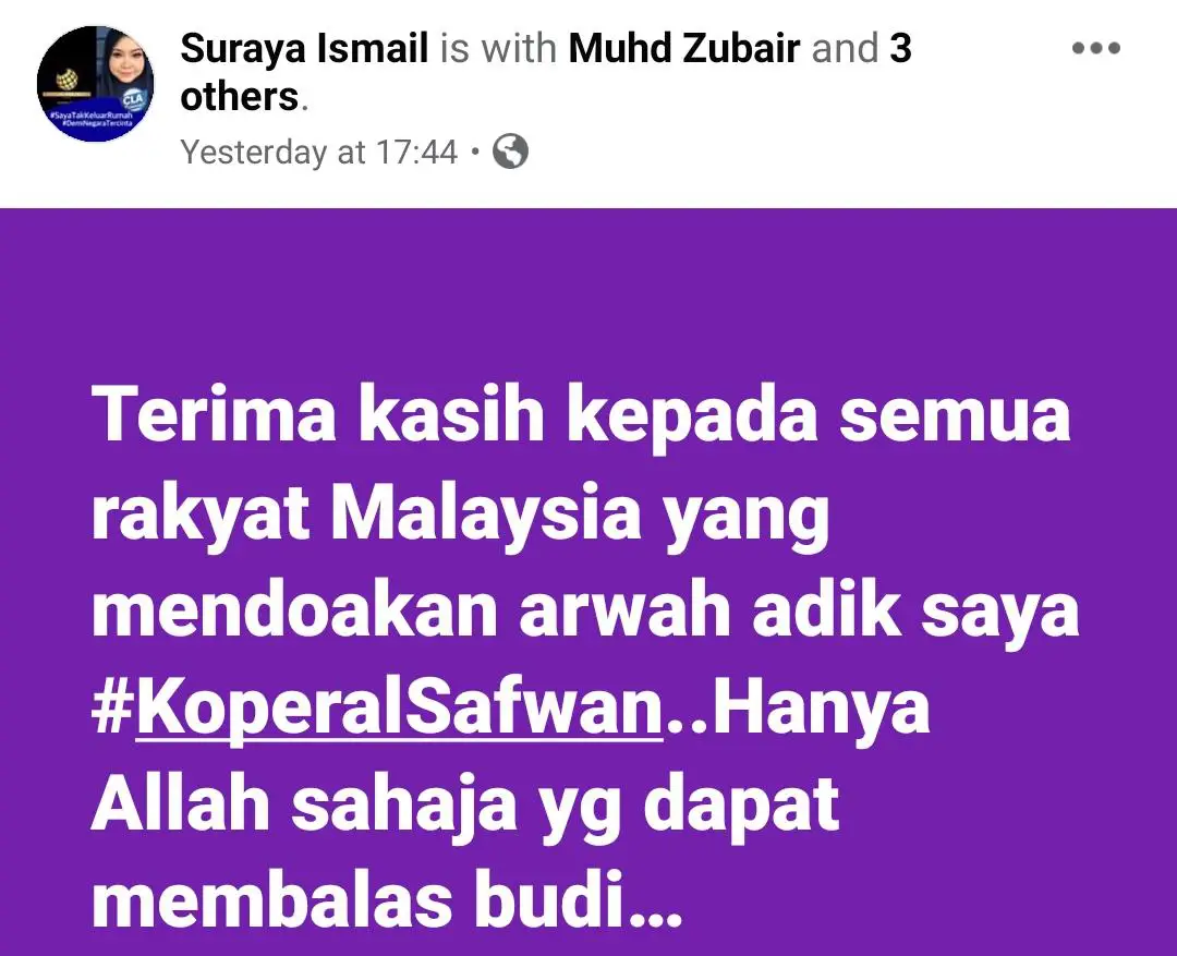 Keluarga Koperal Safwan Tuntut Keadilan, Adik Mahu Si Pelaku Dihukum Gantung..