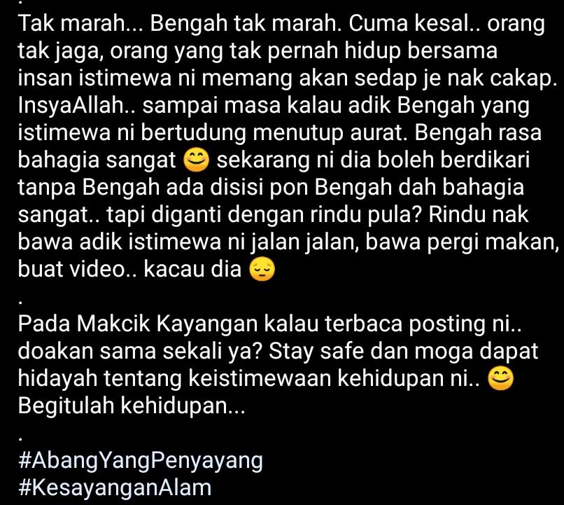 ‘Cik Pia’ Disuruh Menutup Aurat, Bengah Terkilan Ditegur Tak Tahu Nak Mendidik