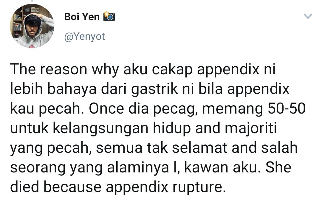 Jangan Dibuat Main, Pemuda Buka Cerita Ngeri Merana Teruk Akibat Apendiks Pecah