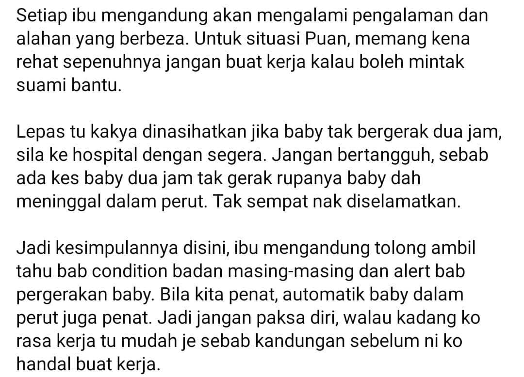 Ibu Cuak Bayi Dalam Perut Langsung Tak Gerak, Bila ‘Checkup’ Nurse Pun Terkejut