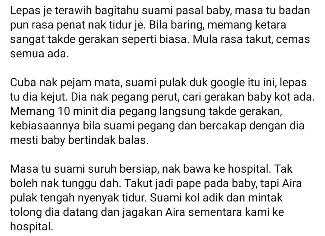 Ibu Cuak Bayi Dalam Perut Langsung Tak Gerak, Bila ‘Checkup’ Nurse Pun Terkejut
