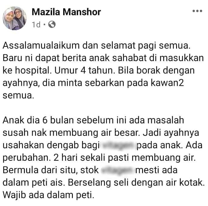 Ayah Beli Susu Berkultur Untuk Lawas, Akhirnya Anak 4 Tahun Sah Hidap Diabetes