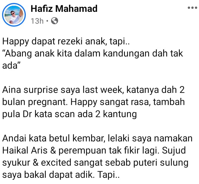 Baru Buat Surprise Minggu Lepas, Usahawan Reda Isteri 2 Bulan Hamil Keguguran