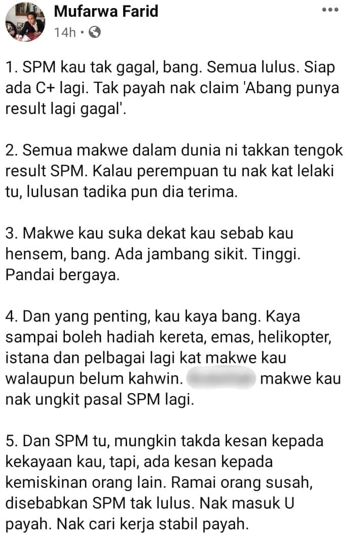 Dibidas Peguam Kerana Bangga Tunjuk Result SPM Gagal, Ini Respon Hafiz Mahamad