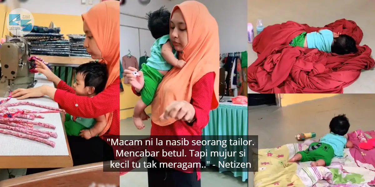 [VIDEO] Ibu Sibuk Urus Tempahan Baju, Tapi Anak Cuit Tumpuan Sentiasa Behave