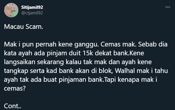 Dituduh Hutang RM15K Pada Bank, Warga Emas Gabra Teruk Jadi Sasaran Macau Scam