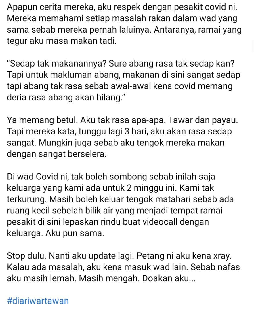 Dulu Lantang Bahas Isu COVID-19, Wartawan Sah Positif Dedah Kisah Bilik Rawatan