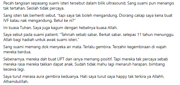 Berkat Sabar 11 Tahun Kahwin, Suami Sebak Lepas Tahu Isteri Sah Hamil 9 Minggu