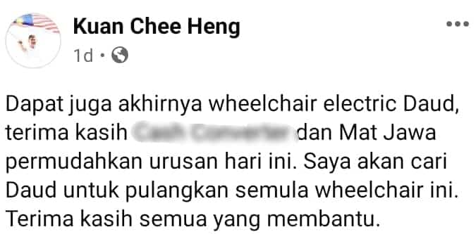 Ayah Kudung Pasrah Anak Curi Wheelchair-“Penderhakaan Yang Tak Boleh Dimaafkan”