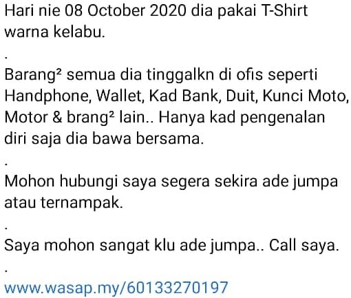 “Saya Masih Harap Dia Balik” – Isteri Cemas, Suami Tiba-Tiba Lesap Tanpa Berita