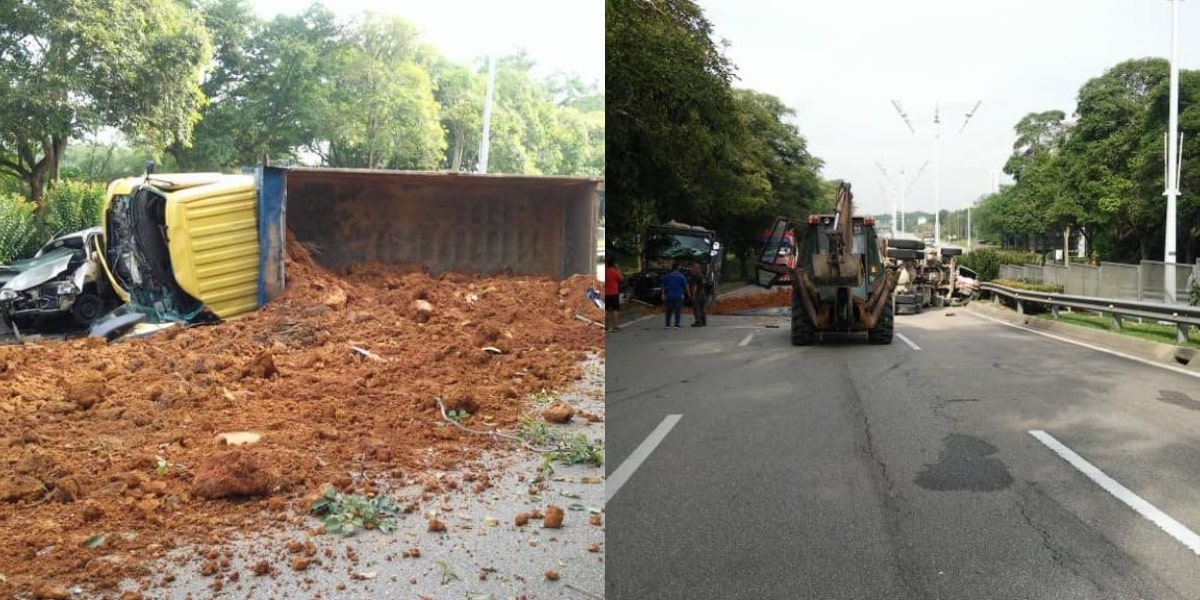 Jalan Terhalang Sebab Lori Terbalik, Polis Baik Hati Bonceng Student Jawab Exam