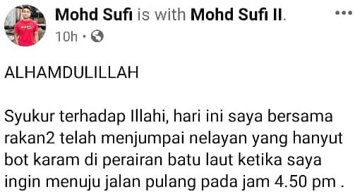 Bot Karam, Lelaki Hanyut Lebih 8 Jam Tengah Laut – “Bapak Saya Dah Tenggelam”