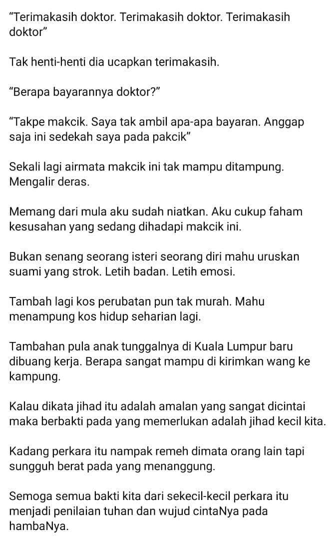 Sebak Lihat Suami Strok Lapar, Isteri Merayu Doktor Betulkan Tiub Di Rumah