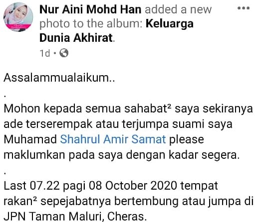 “Saya Masih Harap Dia Balik” – Isteri Cemas, Suami Tiba-Tiba Lesap Tanpa Berita