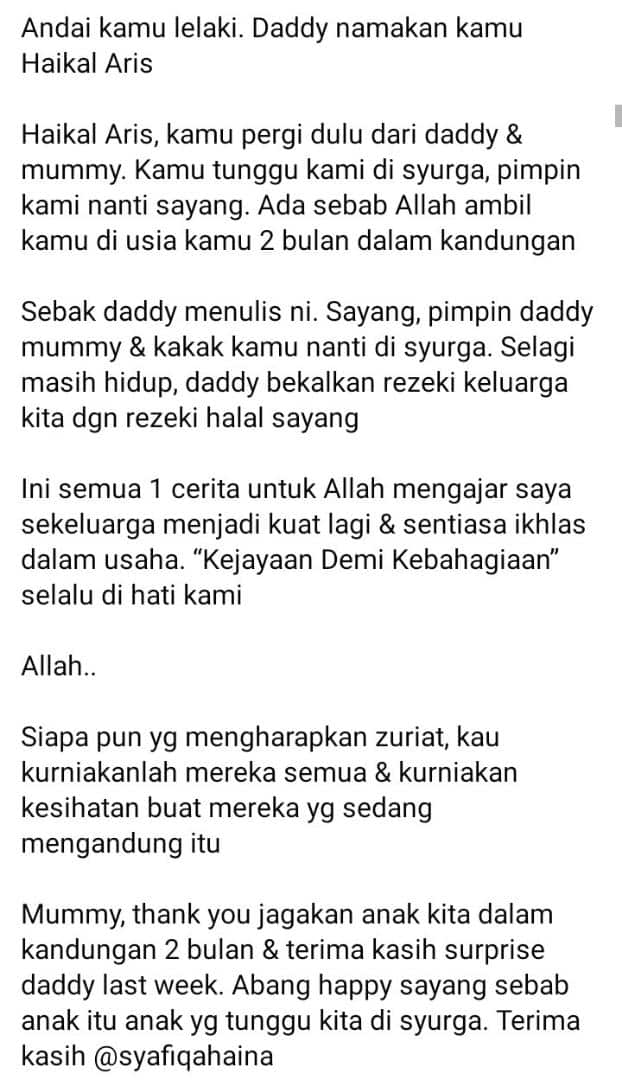 Baru Buat Surprise Minggu Lepas, Usahawan Reda Isteri 2 Bulan Hamil Keguguran