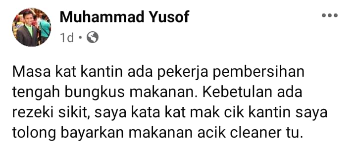 Tak Nak Lauk Free Tapi Terima Duit, Cikgu Terharu Dengar Jawapan ‘Acik’ Cleaner