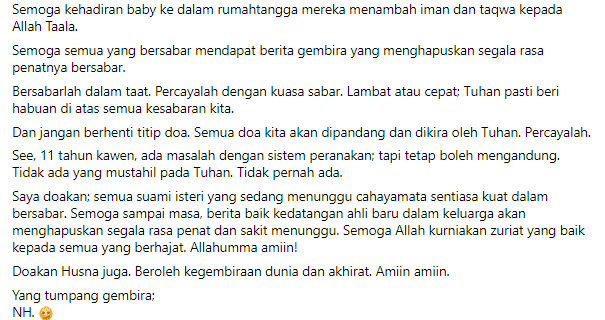 Berkat Sabar 11 Tahun Kahwin, Suami Sebak Lepas Tahu Isteri Sah Hamil 9 Minggu