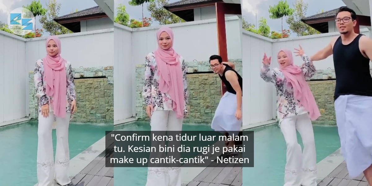 [VIDEO] Leka Posing Untuk TikTok, Sekali Suami Selamba Tolak Bini Masuk Kolam